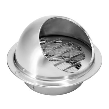 Imagem de Tampa de ventilação redonda de 10 cm de aço inoxidável com tela de capô grade de malha para exaustor de garagem cozinha, ventilação Soffit para orifício de parede e saída de ventilação de duto de ar