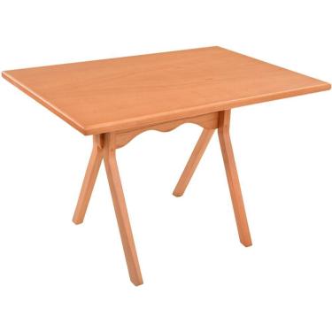 Imagem de Mesa Gourmet Retangular Pequena Restaurante Em Madeira Maciça Com Tampo Lâminado 120cm Amêndoa