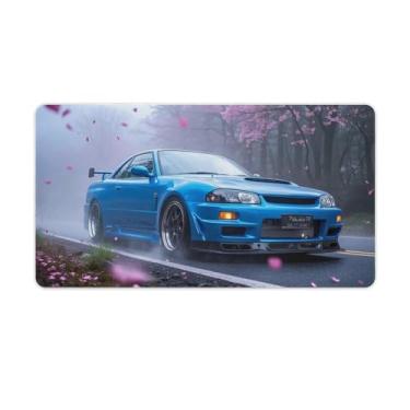 Imagem de HouLaiZhe JDM Tapetes de mesa de carro JDM R32 ーthree_browse-bin) Tapetes de mouse para jogos, tapetes de mesa grandes para teclado de mesa, computador, 40 x 75 cm
