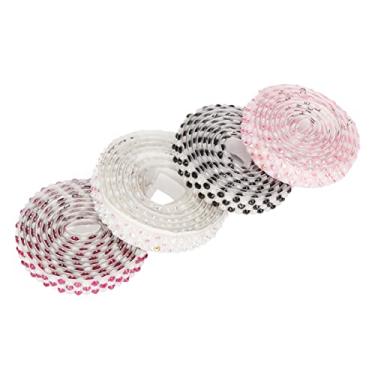 Imagem de Adesivo de fita de strass de cristal autoadesivo DIY tiras de strass para vestidos de casamento 4 cores branco rosa preto fúcsia comprimento de 1 jarda