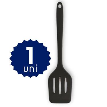 Imagem de Espátula Vazada Silicone para Hambúrguer Ovos - HOMEMORE, preto