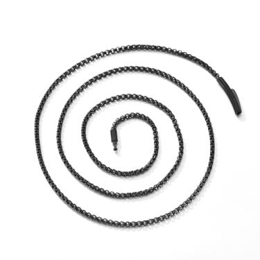 Imagem de Colar masculino de aço inoxidável com corrente redonda para homens e mulheres, banhado a ouro/prata/preto, 2 mm de largura, 40 a 76 cm, joia delicada, 20 inch (51cm)Average Length for Men, Aço