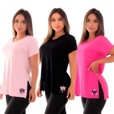 Imagem de Kit 3 blusa femininas ps tapa bumbum academia - CLICK MAIS BONITA,  P,