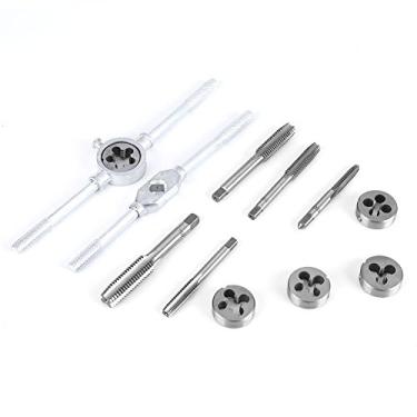 Imagem de AUNMAS 12pcs M6- Matrizes de Torneiras de Rosca de Porca de Parafuso, Com Kit de Ferramentas Manuais de Alça de Chave, Conjunto de Torneiras e Matrizes, para Uso Em Veículos e Máquinas para Criar