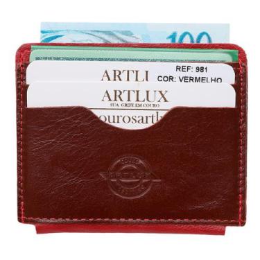 Imagem de Carteira Slim Porta Cartões e CNH Artlux em Couro 981, Vermelho