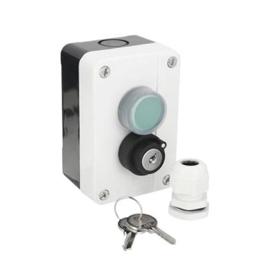 Imagem de Interruptor de botão pressão com fio e à prova d'água - Caixa plástico ABS para uso interno/externo