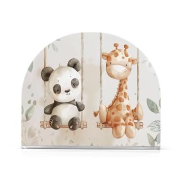 Imagem de Wassud Suporte de guardanapo de panda e girafa para mesa, cozinha e jantar, suporte de guardanapo de acrílico para guardanapos de papel, acomodam 50-60 guardanapos decoração de fazenda 1 peça