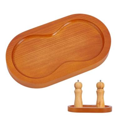 Imagem de HOBBIESAY 1 bandeja para moedor de sal e pimenta Sienna, 2 compartimentos, suporte de descanso de moedor de pimenta colorido retrô compatível com todos os moedores de sal de madeira, moinhos de