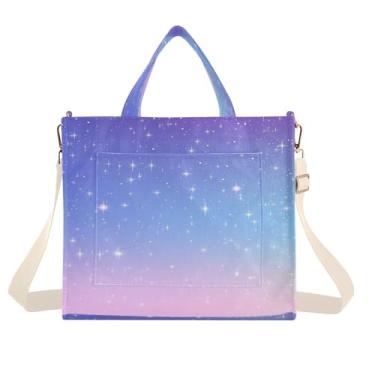 Imagem de CEBUGI Bolsa feminina com fundo de céu estrelado, bolsa de mão com alça de ombro ajustável para trabalho, faculdade, viagem, P, A219, Medium