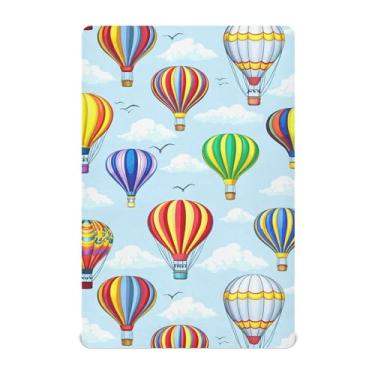 Imagem de Burbuja Lençol de berço com balões de ar quente para meninos e meninas, lençol com elástico 71 x 132 cm para colchões de berço padrão e infantil, macio e respirável