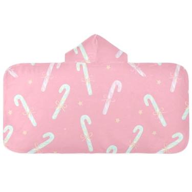Imagem de Burbuja Toalha de banho com capuz de laço rosa para crianças, toalha de praia de pelúcia macia absorvente para chá de meninas e meninos 3-10 anos, 61 x 127 cm