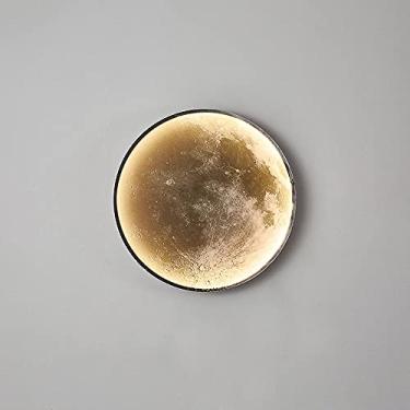 Imagem de Luminária de parede LED moderna, luminária de parede interna em formato de lua com acabamento preto, arandela de metal com cúpula de acrílico, luminárias de parede criativas para sala de est