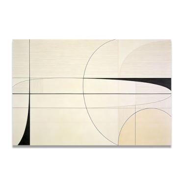 Imagem de LKXGRRSFG Linhas fluidas arte em tela minimalista: tons neutros serenidade grande área em branco para decoração de espaço calmo 11,20 x 45 cm sem moldura