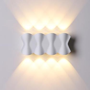 Imagem de Luminária de parede LED para interiores, com foco de luz e luz noturna, para sala de estar, quarto e corredor (Branco, A).