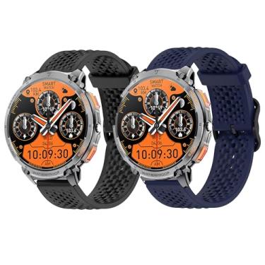Imagem de Lamshaw Compatível com pulseiras de relógio inteligente militar Mingwear, pulseira de silicone com fivela de metal compatível com relógio inteligente Mingwear K68 de 4,7 cm