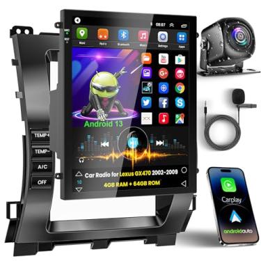 Imagem de Rádio de carro para Lexus GX470 2002-2009, suporta carplay sem fio Android Auto, navegação GPS, controle de volante, 4G + 64G, câmera de reserva