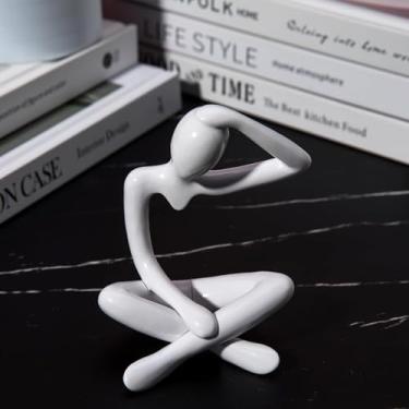 Imagem de Estátua de pensador abstrato, estátua de escultura abstrata minimalista branca, decoração de arte moderna para decoração de mesa de escritório em casa (estilo branco B)