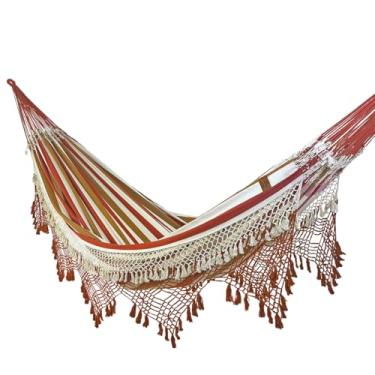 Imagem de Rede de Dormir e Descanso Duquesa Super Casal Algodão Jaguaruana (Terracota,Bege e Caramelo)