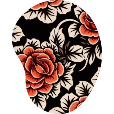 Imagem de Mouse Pad Ergonômico Gota Arte Rosa Vermelha Fundo Preto