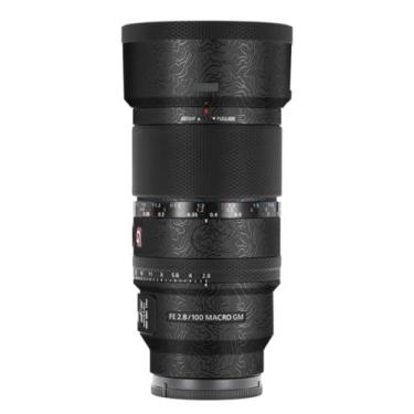 Imagem de 100 2.8 Câmera Macro Lens Skin Vinil Wrap Película Adesiva para Sony FE 100 mm F2.8 Macro GM OSS Protector Decalques Acessórios FE 2.8/100 (Contorno Preto Brilhante, para Sony FE 100 mm F2.8 Macro GM