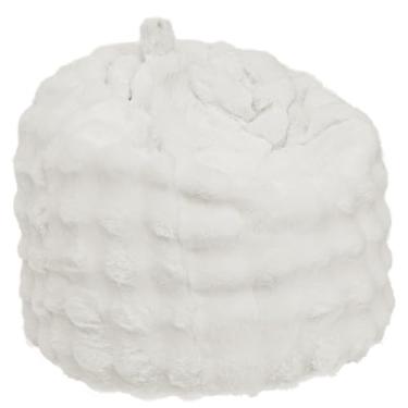 Imagem de Capa de saco de feijão de pele de coelho sintética capa de cadeira fofa com alça e fundo antiderrapante para armazenamento de animais de pelúcia sala de estar quarto decoração (branco-pequeno)