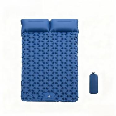 Imagem de Colchao Inflavel，Colchonete Casal，Fabricado em Material Tpu 50d，ImpermeáVel，Inclui Bolsa de Armazenamento，Adequado para Acampamentos, Passeios à Praia, Caminhadas e Atividades Semelhantes(Azul-Casal)