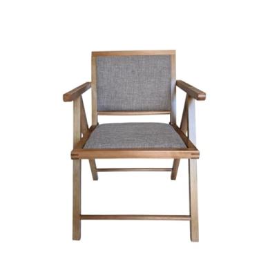 Imagem de Cadeira de Madeira Fixa Toda Estofada com Braços Castanho