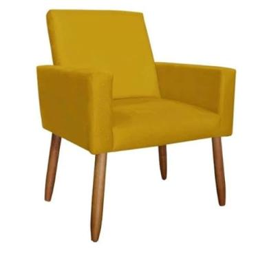 Imagem de Poltrona Estofada para Sala Quarto e Escritório – Conforto e Estilo em Suede Pés Palito Madeira Eucalipto Reflorestado (amarelo)