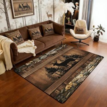 Imagem de Erosebridal Tapete rústico para área de veado 7,5 x 12,5 cm, cabana de fazenda, sala de estar, caça, vida selvagem, cervo, tapete para quarto, cozinha, campo, alojamento, ocidental, tapete