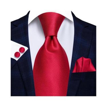 Imagem de Gravata Masculina De Seda 100% Vermelha Vinho Com Estampa Paisley 85cm