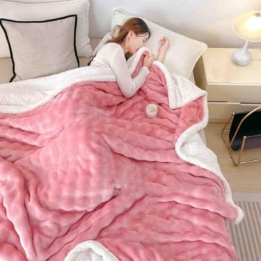 Imagem de Cobertor de lã, cobertores e mantas fofos, mulheres, homens, para cama, cachecol adulto, duplo, solteiro, para sofá, lã de camada dupla, grosso, quente, macio, confortável para primavera, outono
