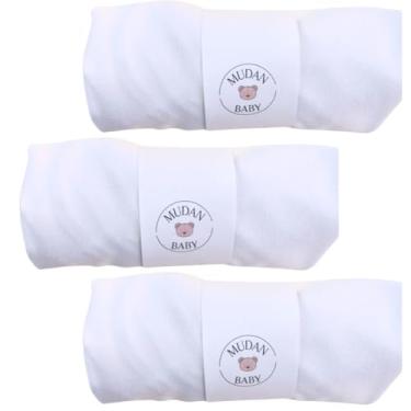 Imagem de Kit 3 Lençol Avulso Malha 100% Algodão Elástico Total Berço Americano Hipoalergenico (Branco)