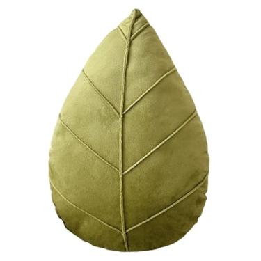 Imagem de Bothyi Almofada decorativa em formato de folha, almofada de pelúcia para casa, presente para viagem, macia com estampa de planta para sofá, cama, carro, Verde Grama 50x30cm