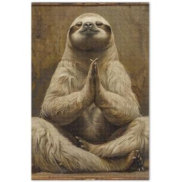 Imagem de Quebra-cabeça engraçado de preguiça de ioga, 1000 peças para adultos, arte, brinquedo, pintura, divertido, família, quebra-cabeça, presentes para jogo de elefante branco, 75 x 40 cm