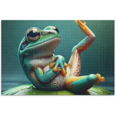 Imagem de Quebra-cabeça com pose legal de sapo fofo, 500 peças para adultos, decoração de casa, arte, brinquedo adulto, família, elefante branco, presentes