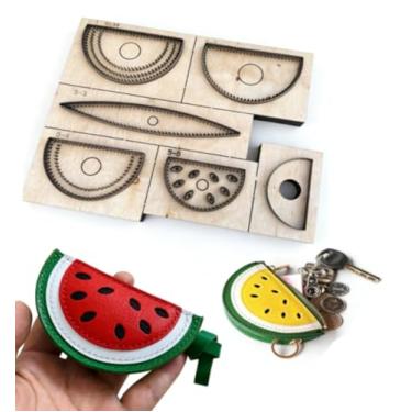 Imagem de YJIUYUANQ Minibolsa Watermellon para corte de couro, conjunto de ferramentas de perfuração artesanal para projetos DIY