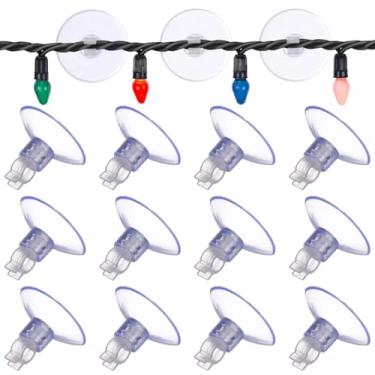 Imagem de NUOBESTY 20 peças de suportes de luz transparentes com ventosa, clipes de aderência, mini ganchos para pendurar luzes de Natal, ventosas de aquário, decorações ao ar livre, uso no chuveiro