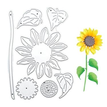 Imagem de NIIIYTYB Conjunto de moldes de corte de metal para fazer cartões, flores, girassol, para scrapbooking, pasta em relevo, ferramentas de estêncil para artesanato em papel DIY, produtos de corte