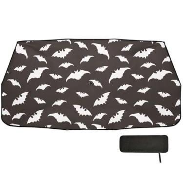 Imagem de Para-sol de morcegos padrão de Halloween para SUV Para-brisa dianteiro proteção de isolamento térmico capa de guarda-chuva de carro 147.3 cm x 75.4 cm Persianas de janela de carro