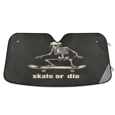 Imagem de Skate Esqueleto Cool Sun Shade Car Para-brisa Carro Frontal Persianas para a maioria dos Sedans SUV Caminhão Pequeno