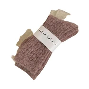 Imagem de Meias De Lã De Cashmere Para Mulheres, Grossas E Quentes, Em Cores Sól