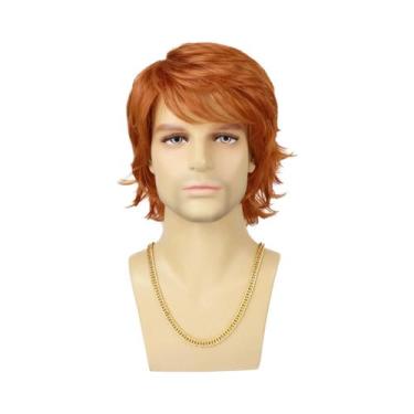 Imagem de Peruca Masculina Sintética Curta Preta Em Camadas Resistente Ao Calor 