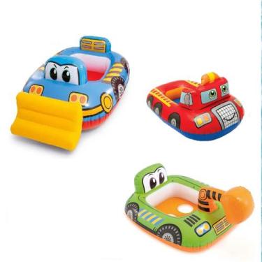 Imagem de Boia Bote Bebê Infantil Inflável Carro Piscina com Fralda - Intex, 1 u