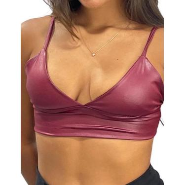 Imagem de Top Cropped Feminino Alcinha Decote material sintético Cirrê Carioca -