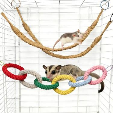 Imagem de Sugar Glider Brinquedos Ratos Brinquedo de Escalada Corda Pendurada Animais Pequenos Brinquedos de Exercício Acessórios de Decoração de Gaiola para Esquilo Hamster Pássaro Periquito (Colorido)