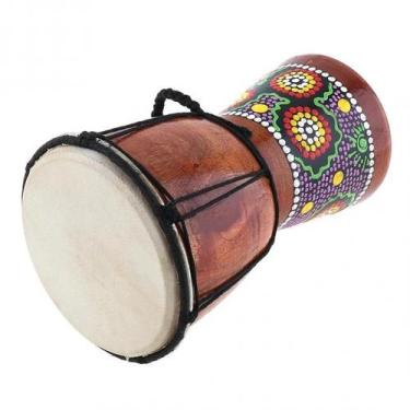 Imagem de Tambor Djembe Africano De 6 Polegadas Esculpido À Mão, Instrumento Mus