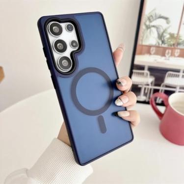 Imagem de Capa resistente a impactos de nível militar para Samsung S25 S24 S23 S22 Ultra Plus A56 A36 A16 A55 A26 A15 A35 com ímã (para Galaxy A56/Azul Escuro)