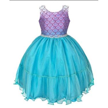 Imagem de Vestido Infantil Fundo Do Mar De Festa Lilá E Tiara - Pingo De Gente, 