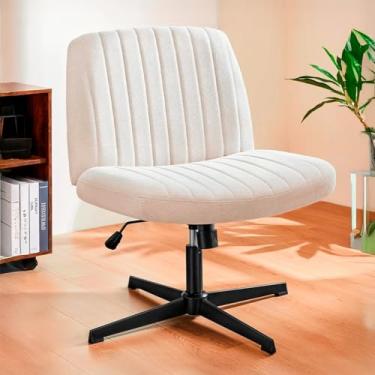 Imagem de Cadeira Escritório DT3 Dolly, Criss Cross Cosy Chair, Original, Assento Extra Grande e Largo, Leisure, Penteadeira, Escrivaninha. (Tecido, Beige)