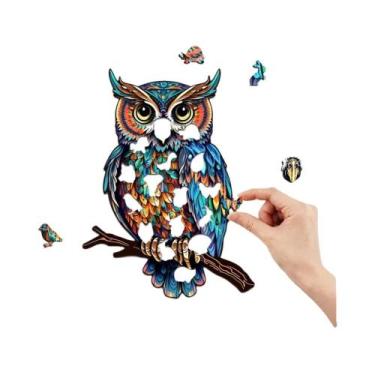 Imagem de Quebra-cabeça coruja 3D brinquedos infantis de madeira decorações alta